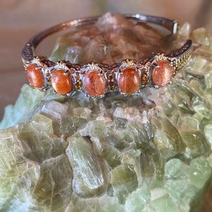 Sunstone fire opal silver and gold Bracelet